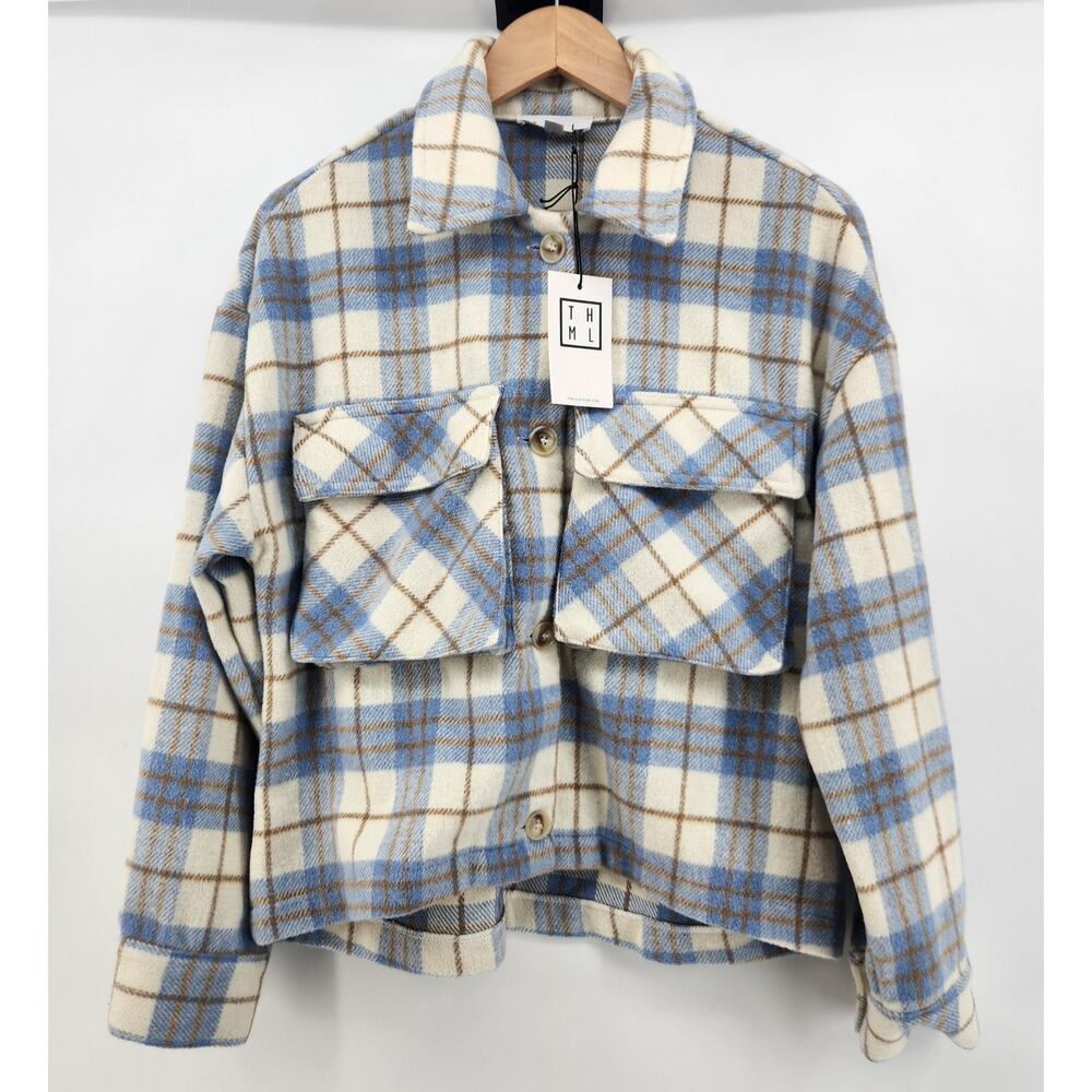 THML Women's Size Small‎ Plaid Short Shacket Reg.$78
